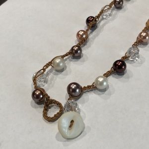 Vintage style, imitation pearl and jewel necklace